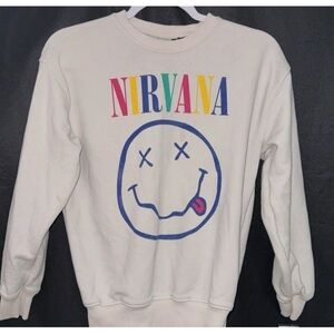 NIRVANA Cream Sweater with Colorful Logo women’s small